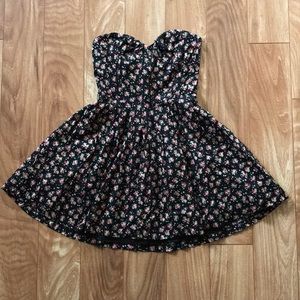 Black floral mini dress